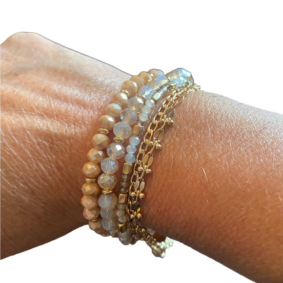 5 Piece Neutral Toned Bracelet Set - Picture 1 of 4